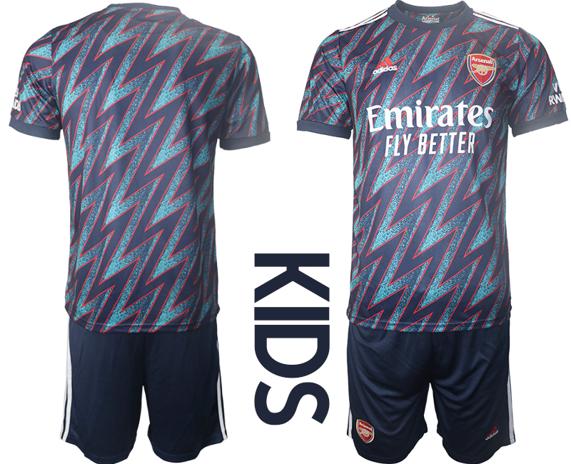 Youth 2021-2022 Club Arsenal away blue blank Soccer Jersey